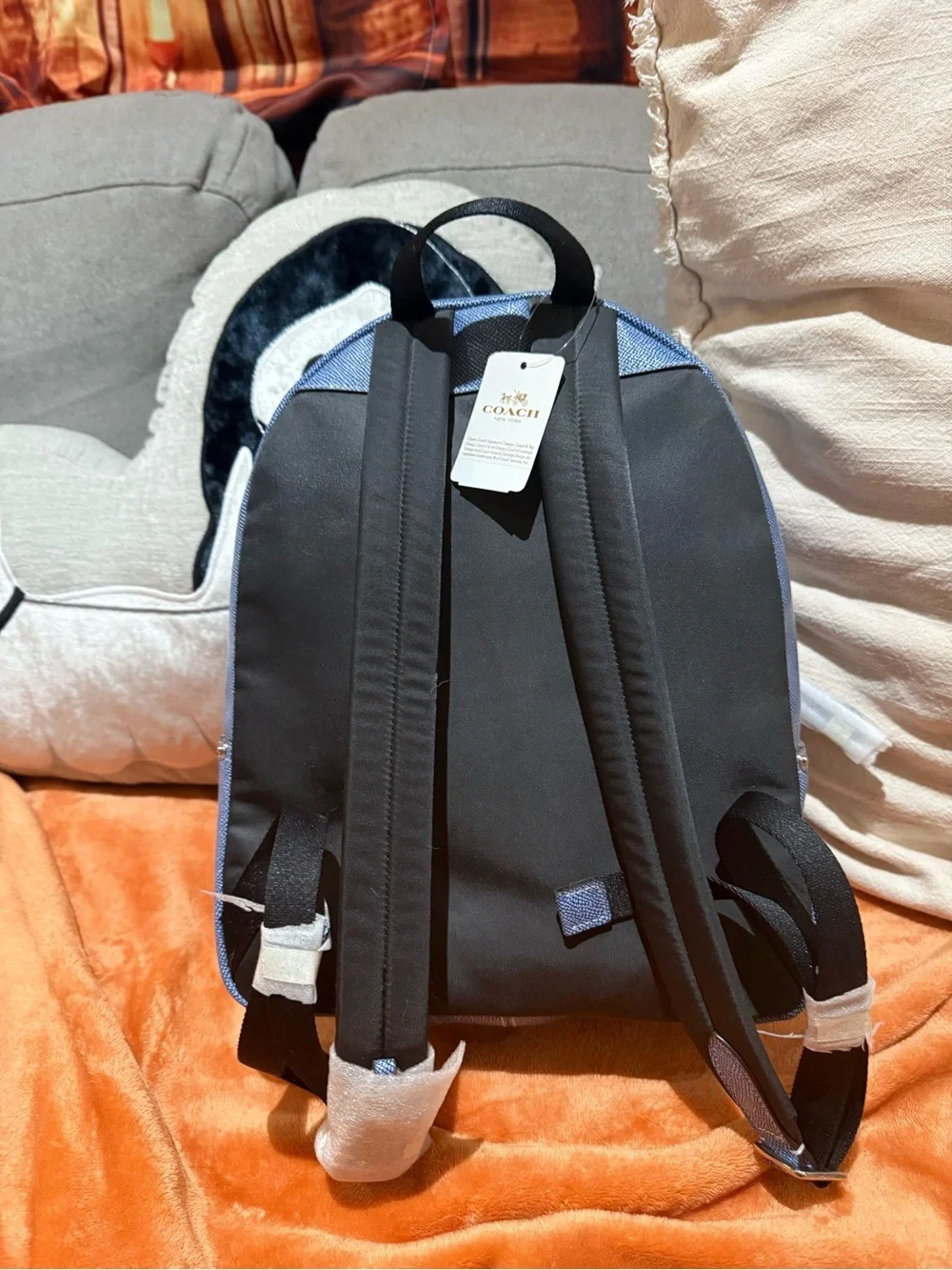Coach Light Blue Mini Backpack with Silver Hardware